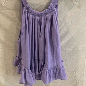 Lavender Purple ruffle tank with tie back